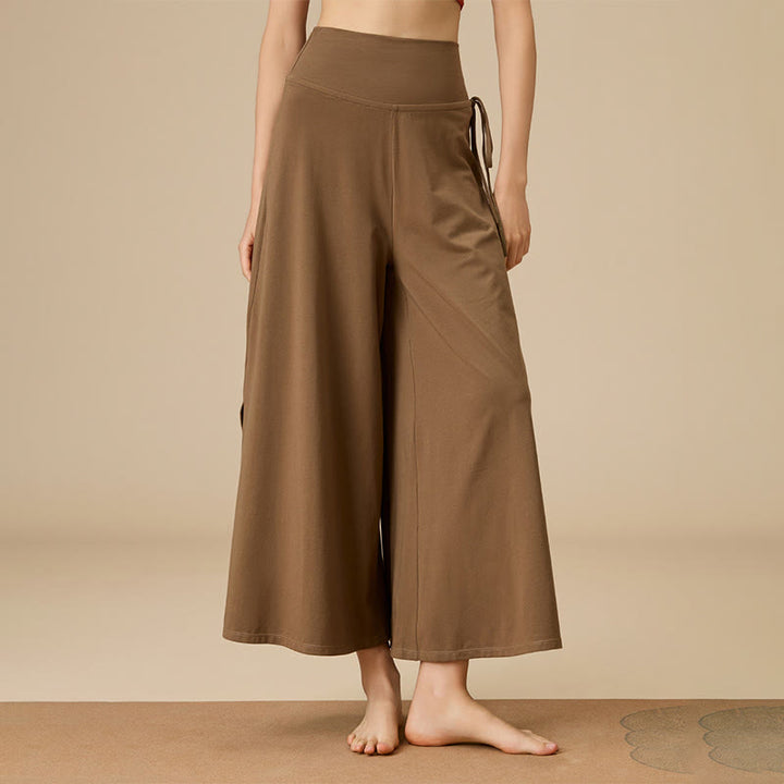 Pantalon Olivenorma Zen Flow pour femme, taille haute et jambes larges - Cacao - XL - image 0
