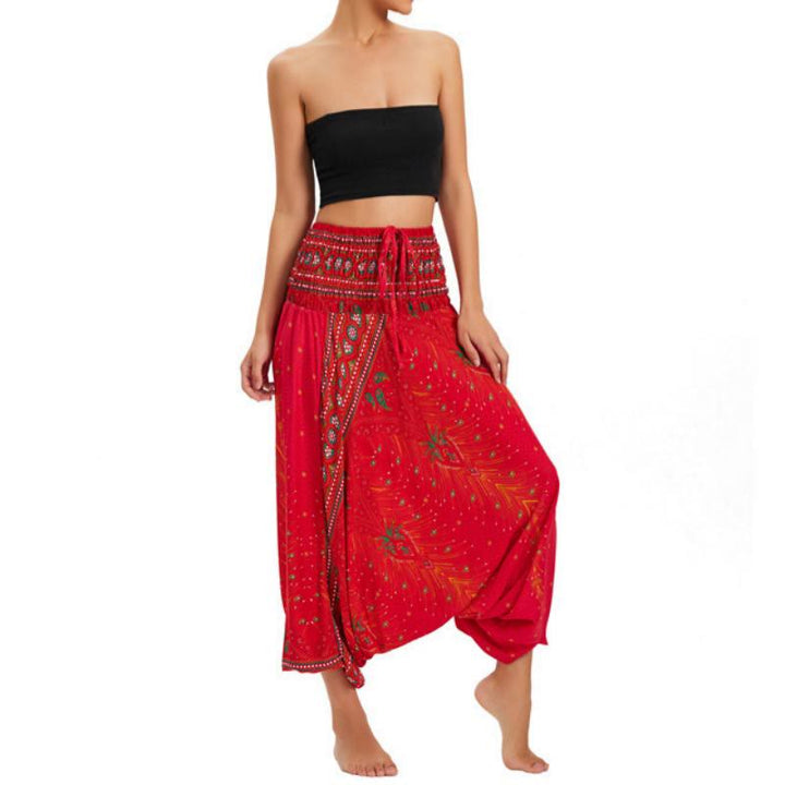Pantalon de yoga bohème à jambes larges pour femme Olivenorma - Rouge paon - image 18