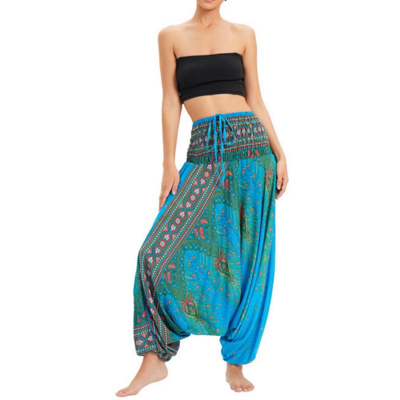 Pantalon de yoga bohème à jambes larges pour femme Olivenorma - Bleu du lac Paon - image 12
