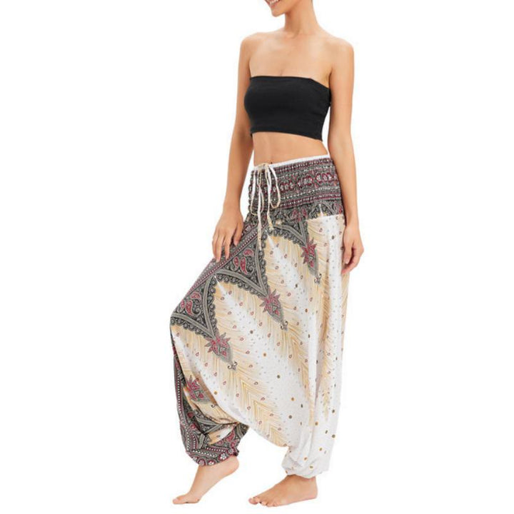 Pantalon de yoga bohème à jambes larges pour femme Olivenorma - Paon blanc - image 6