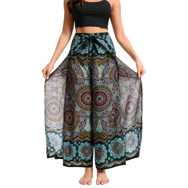 Pantalon large bohème à papillons Olivenorma pour femme - Vert - image 1