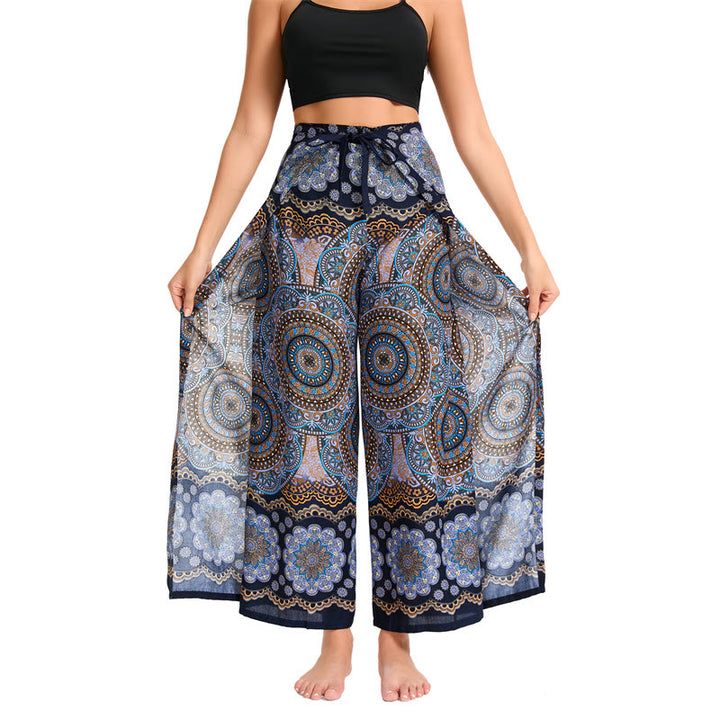 Pantalon large bohème à papillons Olivenorma pour femme - Bleu foncé - image 14