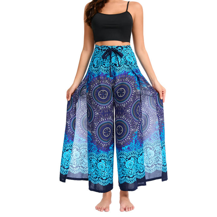 Pantalon large bohème papillon pour femme Olivenorma - Bleu royal - image 2