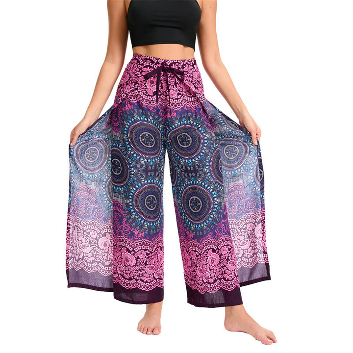 Pantalon large bohème papillon pour femme Olivenorma - Rose rouge - image 5