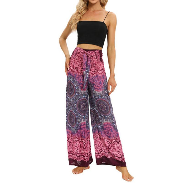 Pantalon ample bohème à jambes larges pour femme Olivenorma - Rose violet - image 0