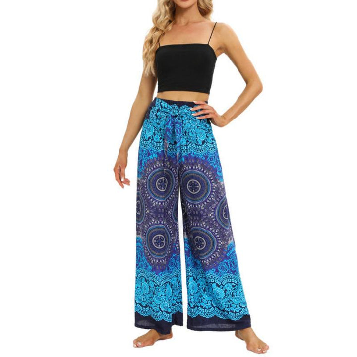 Pantalon ample bohème à jambes larges pour femme Olivenorma - Bleu royal - image 4