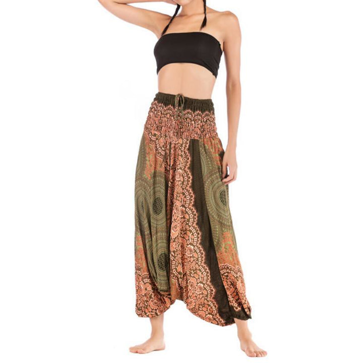 Pantalon de yoga bohème décontracté à entrejambe basse pour femme Olivenorma - Vert foncé - image 36