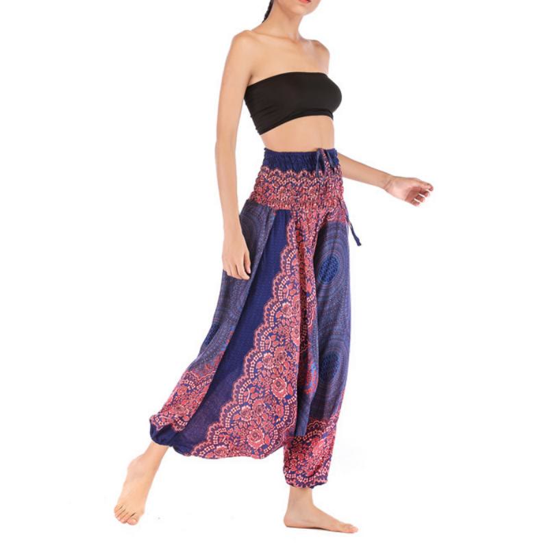 Pantalon de yoga bohème décontracté à entrejambe basse pour femme Olivenorma - Bleu royal - image 18