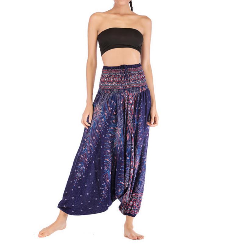 Pantalon de yoga bohème à entrejambe basse pour femme Olivenorma - Bleu-violet paon - image 33