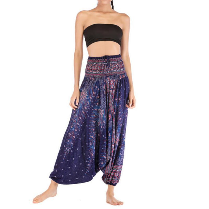 Pantalon de yoga bohème à entrejambe basse pour femme Olivenorma - Bleu-violet paon - image 33