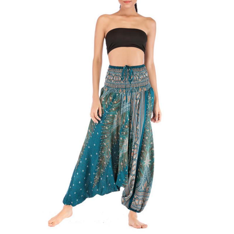 Pantalon de yoga bohème à entrejambe basse pour femme Olivenorma - Vert paon - image 25