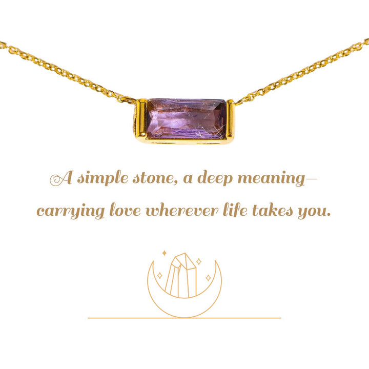 Collier avec pendentif rectangulaire simple Olivenorma en acier inoxydable et pierre de naissance, orné d'une carte cadeau. - image 0