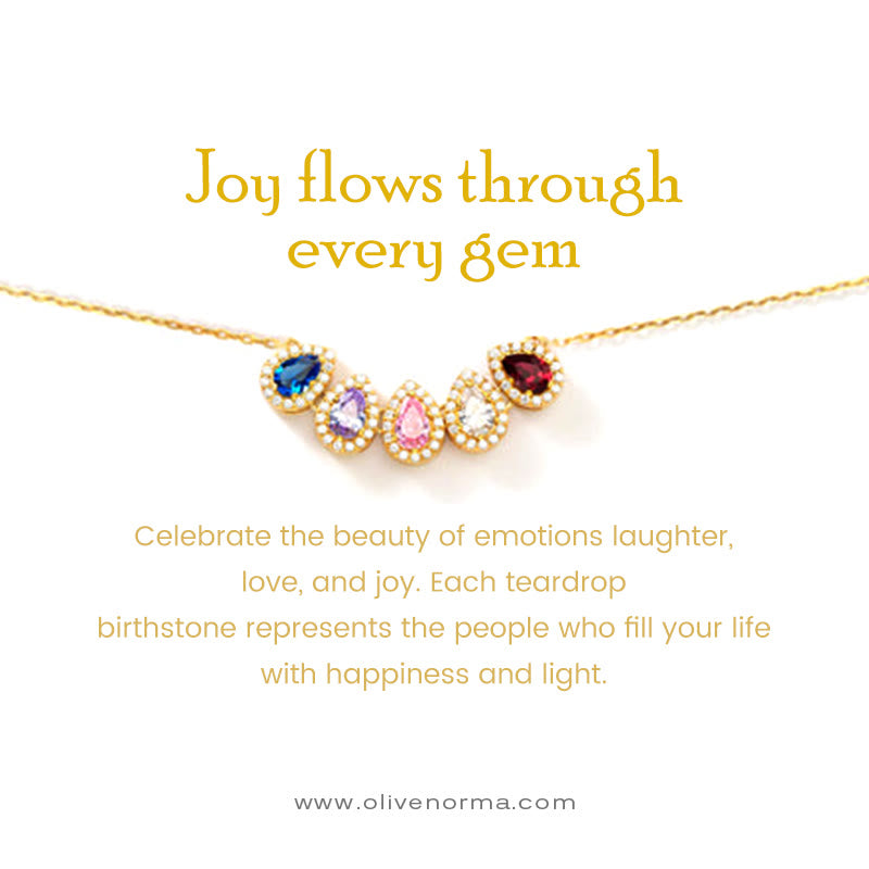 Collier carte cadeau Olivenorma Larmes de Joie 1-8 avec pierre de naissance en forme de larme - image 0