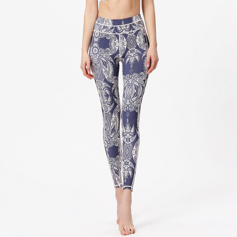 Pantalon de yoga taille haute Olivenorma à imprimé fleurs et feuilles - image 2