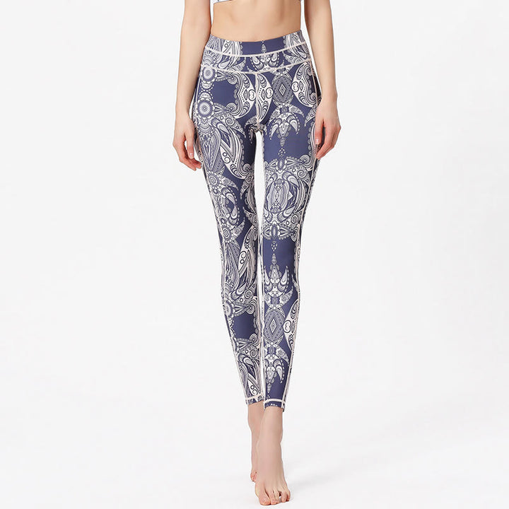 Pantalon de yoga taille haute Olivenorma à imprimé fleurs et feuilles - image 2
