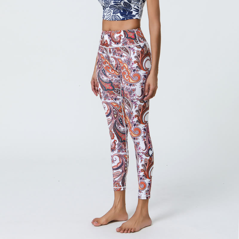 Pantalon de yoga Olivenorma taille haute à imprimé cachemire vibrant - XL - image 2