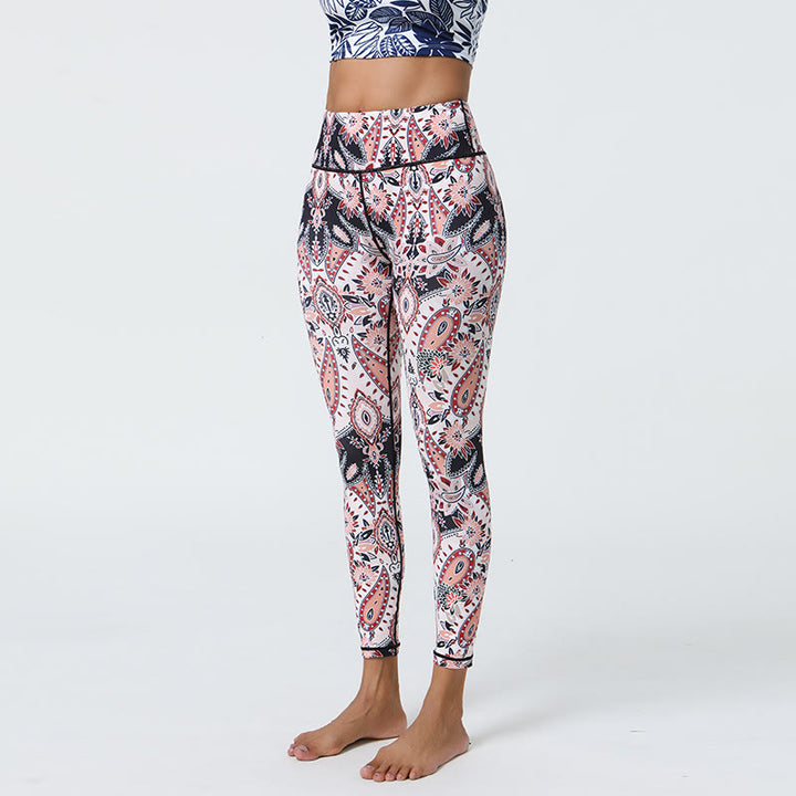 Pantalon de yoga Olivenorma taille haute à imprimé cachemire élégant - image 2