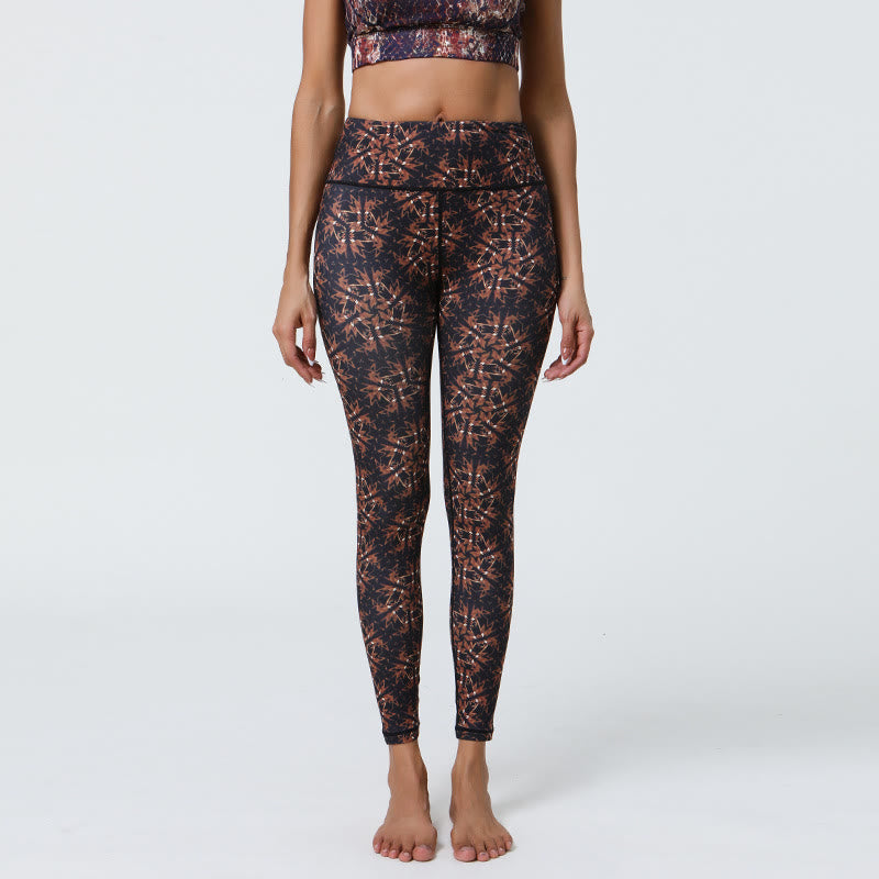 Pantalon de yoga Olivenorma taille haute à imprimé floral géométrique - Géométrique noir - XL - image 12