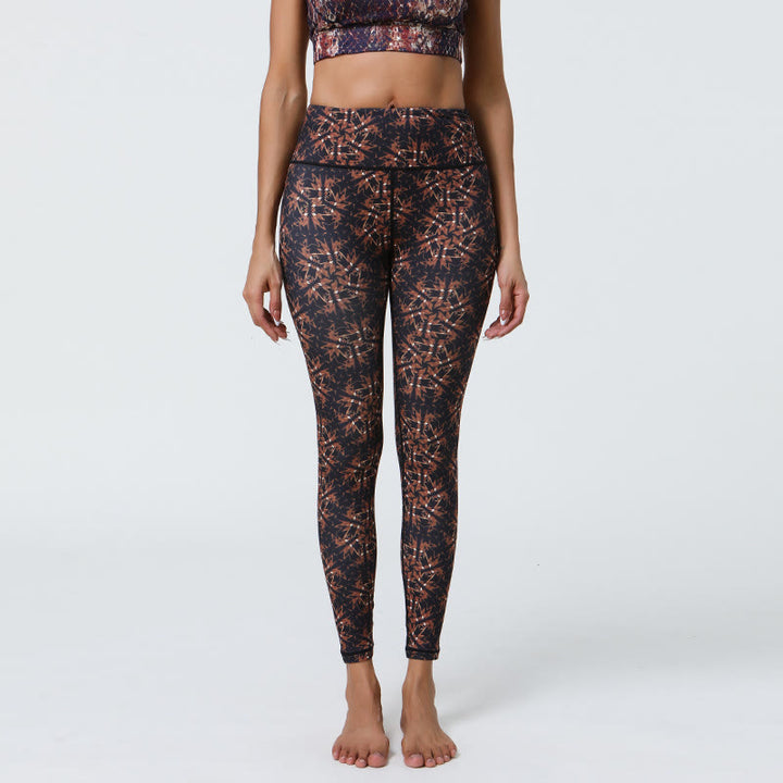 Pantalon de yoga Olivenorma taille haute à imprimé floral géométrique - Géométrique noir - XL - image 12