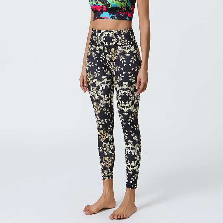 Pantalon de yoga Olivenorma taille haute à imprimé floral géométrique - Fleurs jaunes et blanches - XL - image 4