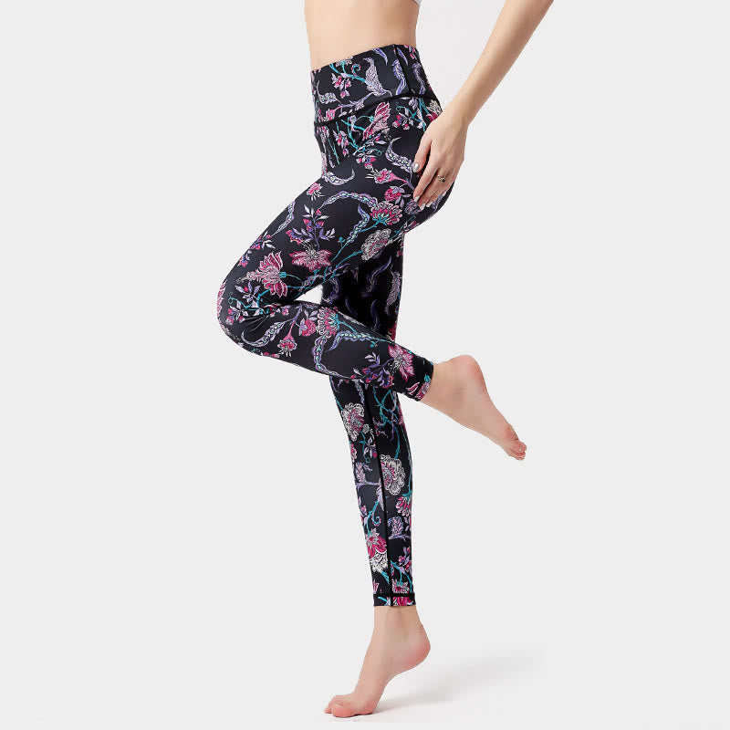 Pantalon de yoga Olivenorma taille haute à imprimé floral éclatant - XL - image 2