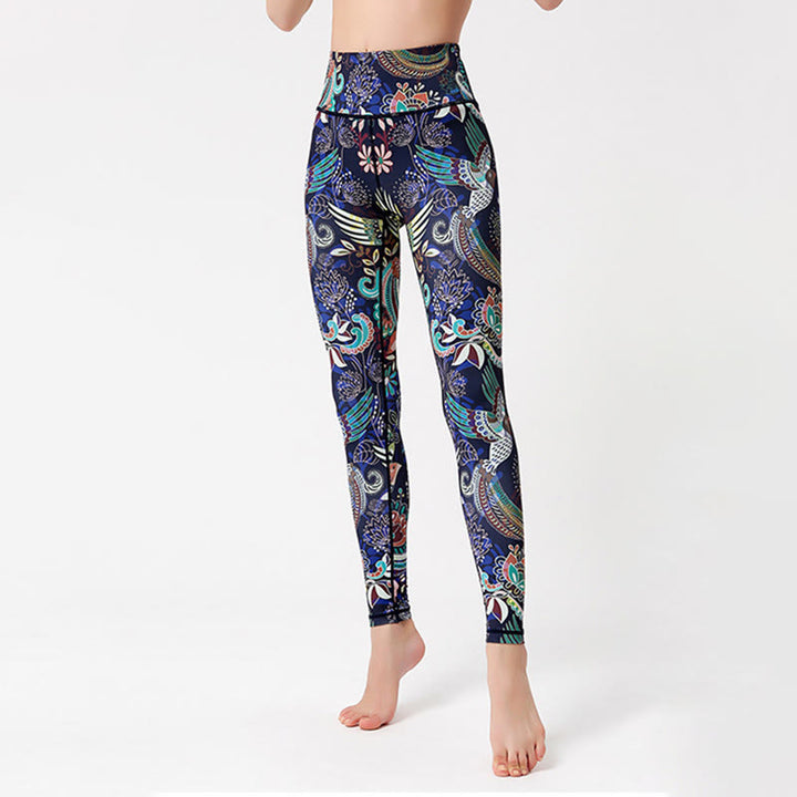 Pantalon de yoga Olivenorma taille haute à imprimé oiseaux artistique - image 2