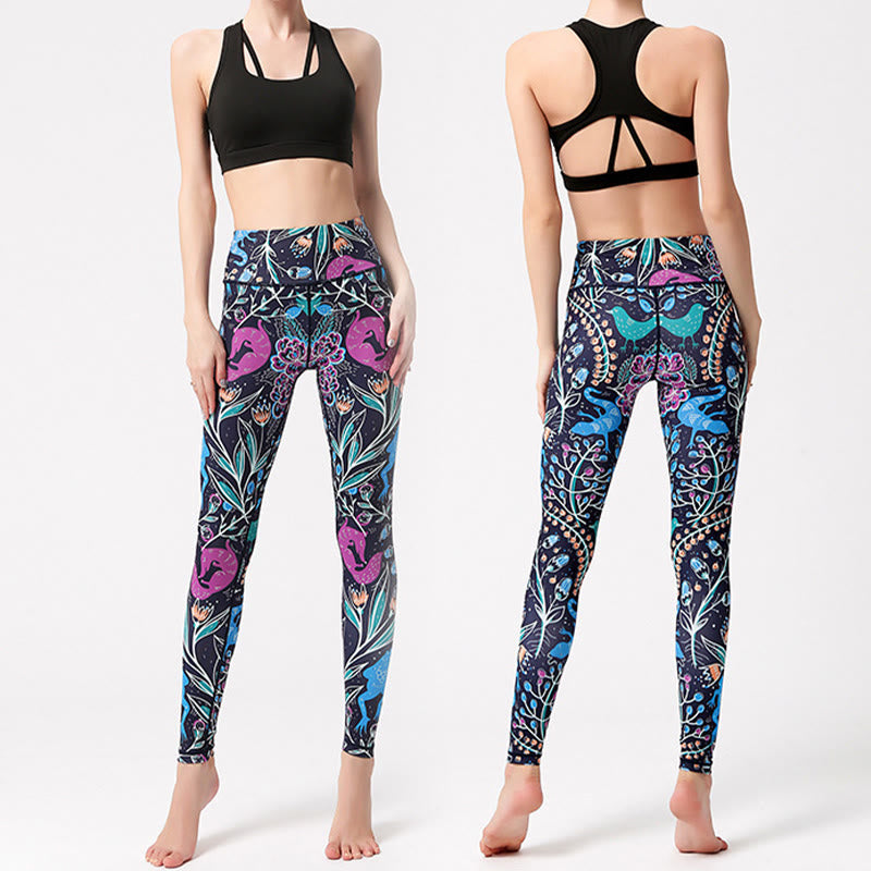 Pantalon de yoga Olivenorma taille haute à imprimé nature - image 4