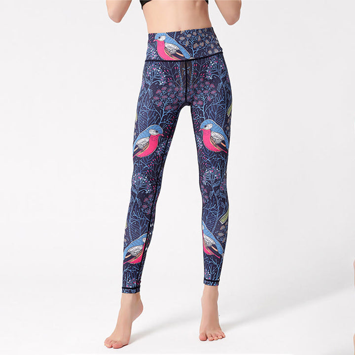 Pantalon de yoga Olivenorma taille haute à imprimé oiseaux gracieux - image 2
