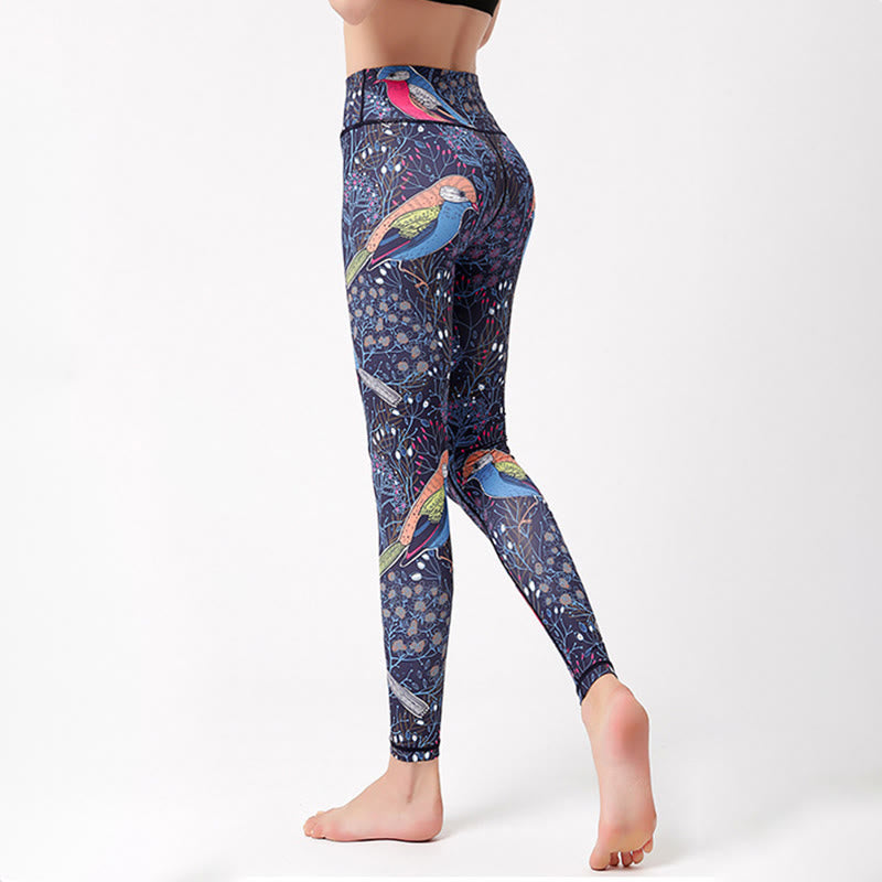 Pantalon de yoga Olivenorma taille haute à imprimé oiseaux gracieux - image 0