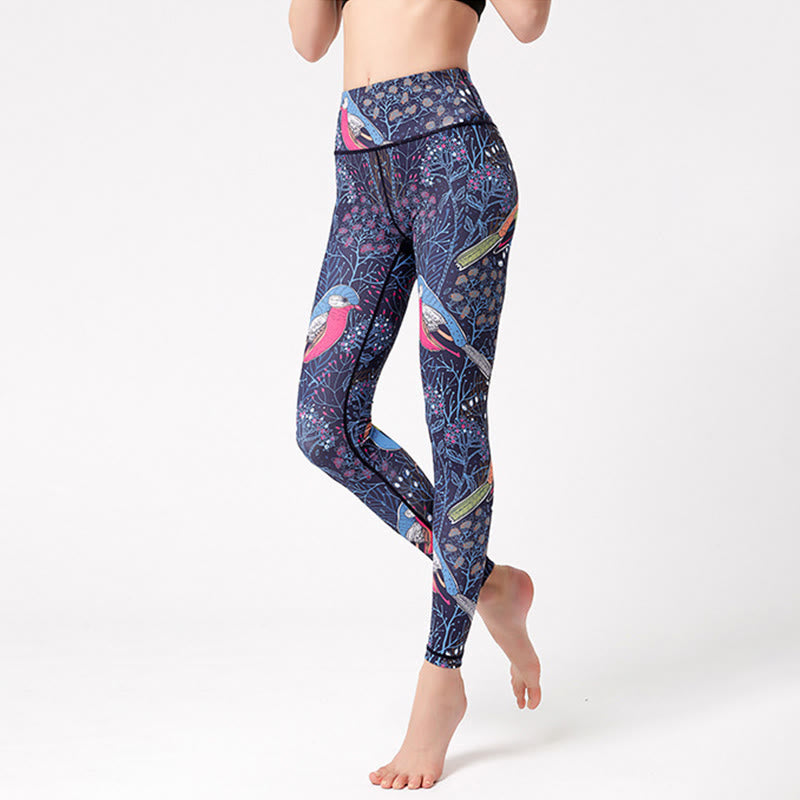 Pantalon de yoga Olivenorma taille haute à imprimé oiseaux gracieux - image 1