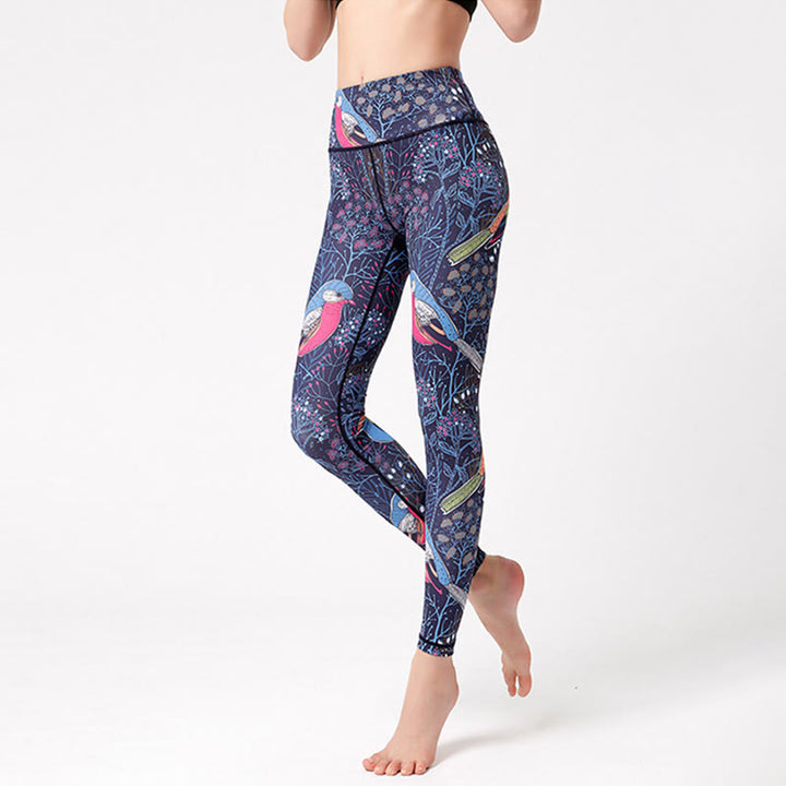 Pantalon de yoga Olivenorma taille haute à imprimé oiseaux gracieux - image 1