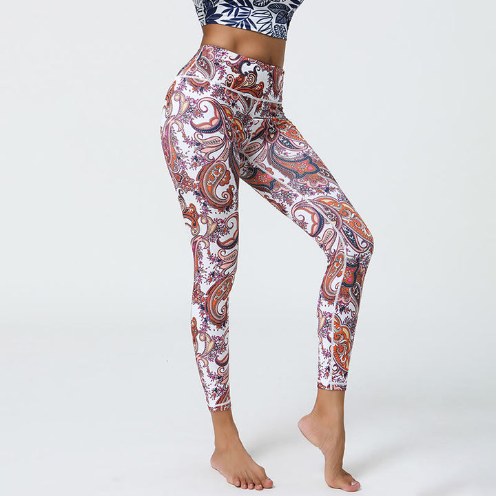 Pantalon de yoga Olivenorma taille haute à imprimé cachemire vibrant - image 3