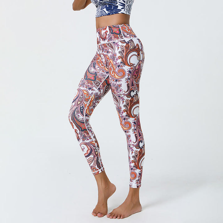 Pantalon de yoga Olivenorma taille haute à imprimé cachemire vibrant - image 0