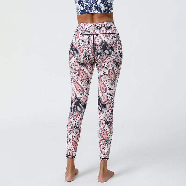 Pantalon de yoga Olivenorma taille haute à imprimé cachemire élégant - image 3