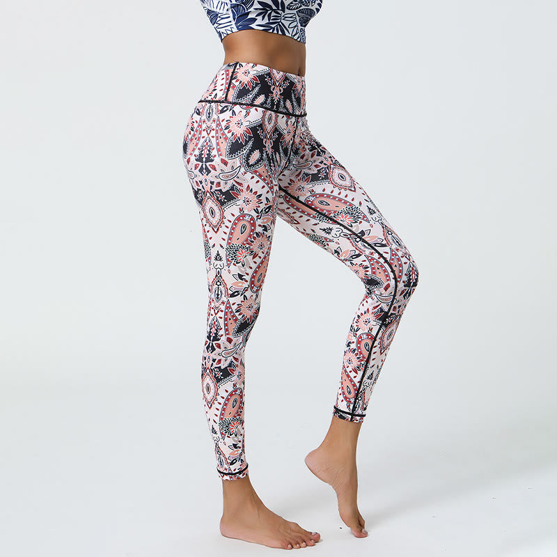 Pantalon de yoga Olivenorma taille haute à imprimé cachemire élégant - image 1