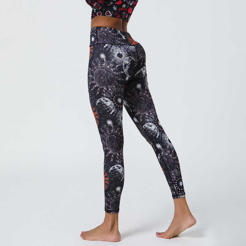 Pantalon de yoga taille haute Olivenorma imprimé soleil et lune - image 4