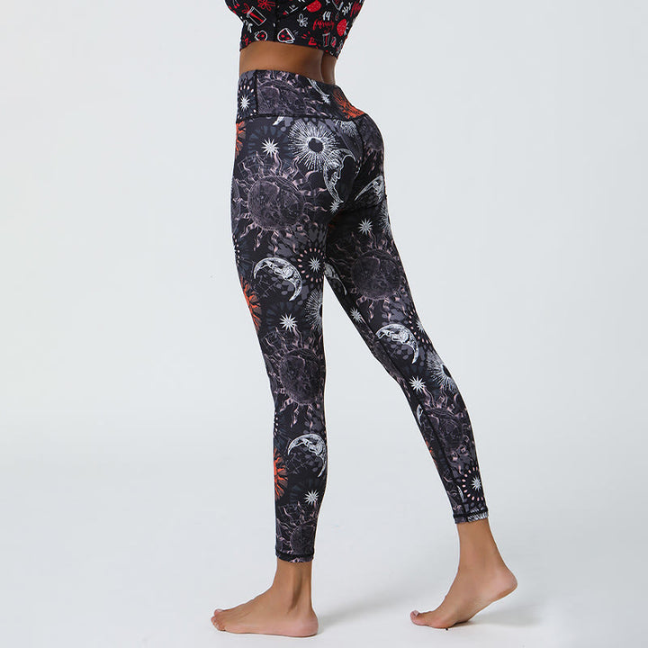 Pantalon de yoga taille haute Olivenorma imprimé soleil et lune - image 4