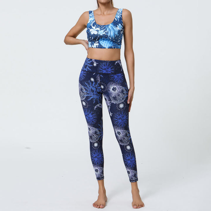 Pantalon de yoga taille haute Olivenorma imprimé soleil et lune - image 3
