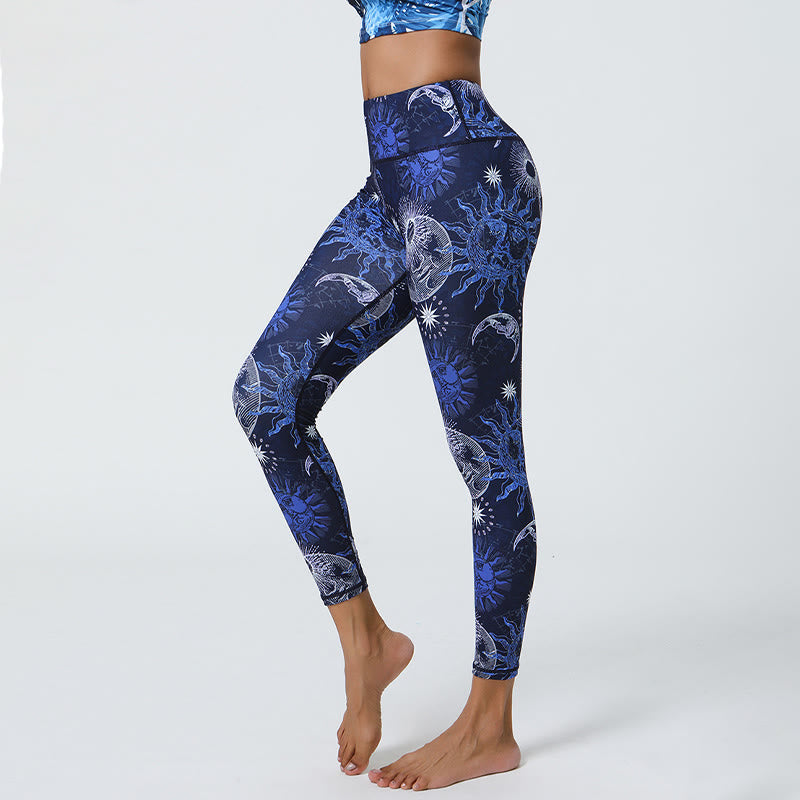 Pantalon de yoga taille haute Olivenorma imprimé soleil et lune - image 0