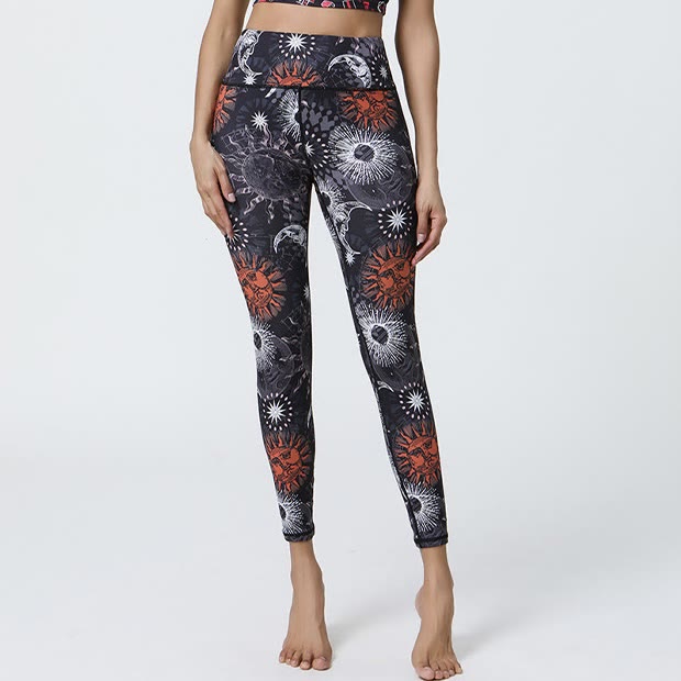Pantalon de yoga taille haute Olivenorma imprimé soleil et lune - image 7