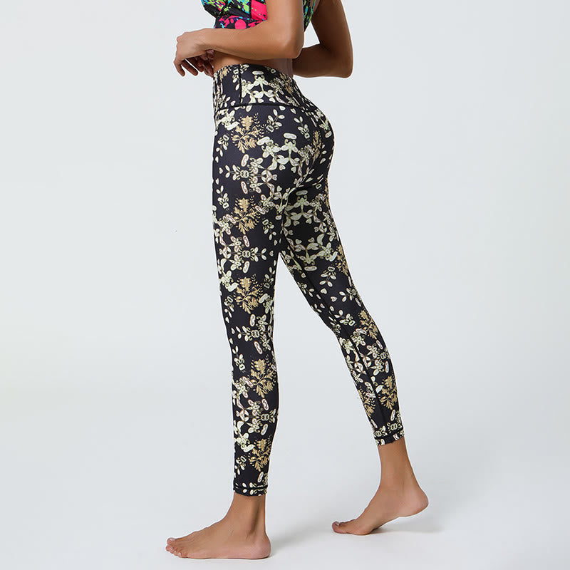Pantalon de yoga Olivenorma taille haute à imprimé floral géométrique - image 5
