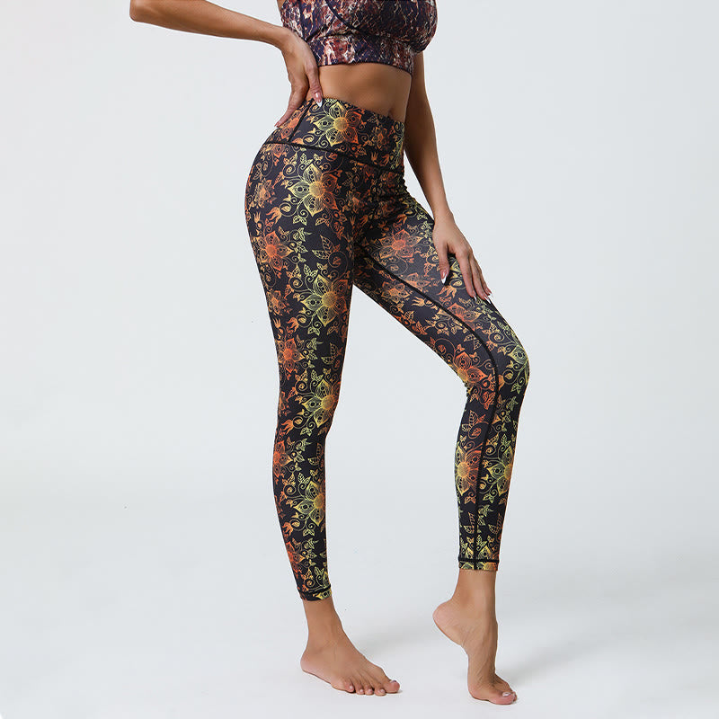 Pantalon de yoga Olivenorma taille haute à imprimé floral géométrique - image 7