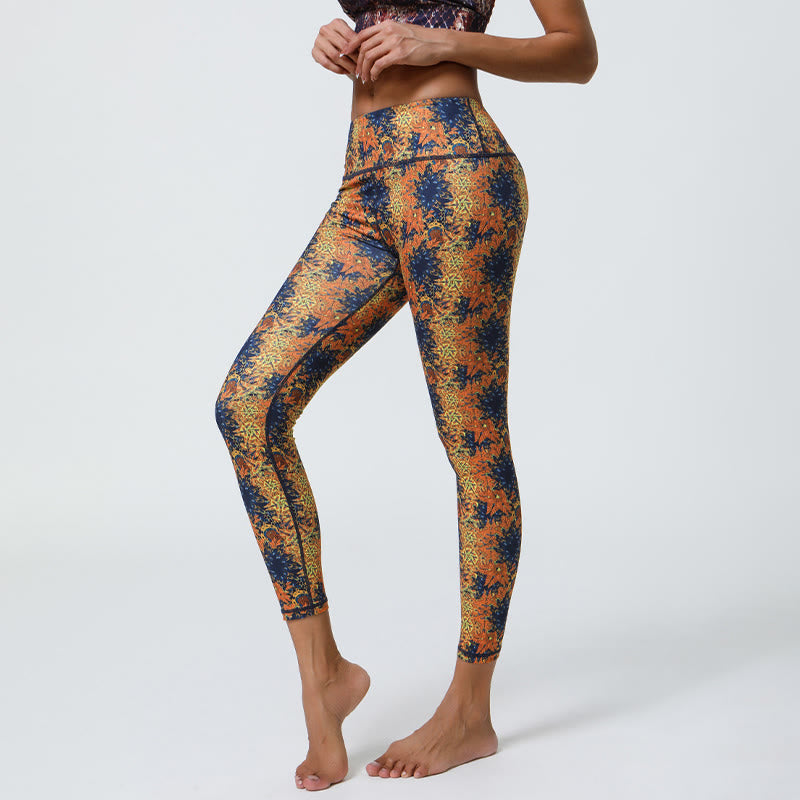 Pantalon de yoga Olivenorma taille haute à imprimé floral géométrique - image 0