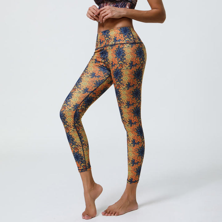 Pantalon de yoga Olivenorma taille haute à imprimé floral géométrique - image 0