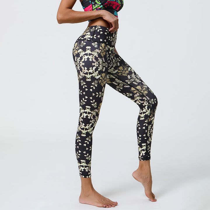 Pantalon de yoga Olivenorma taille haute à imprimé floral géométrique - image 3