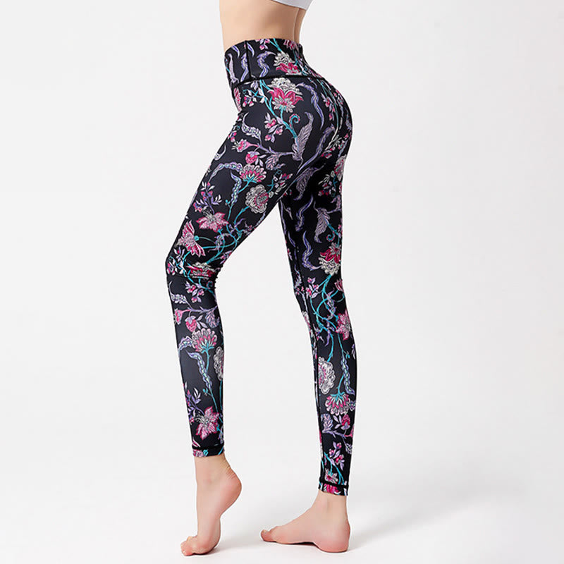Pantalon de yoga Olivenorma taille haute à imprimé floral éclatant - image 0