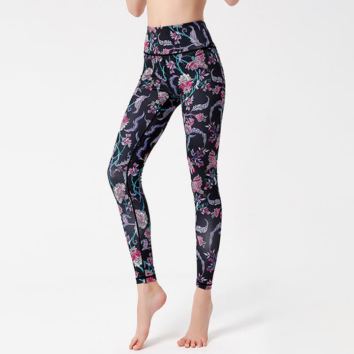 Pantalon de yoga Olivenorma taille haute à imprimé floral éclatant - image 1