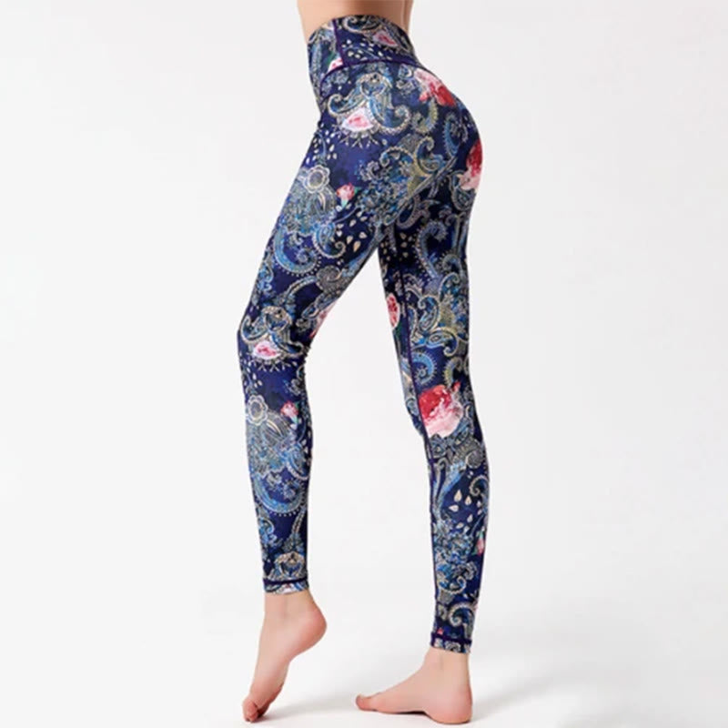 Pantalon de yoga Olivenorma taille haute à imprimé floral vintage - XL - image 0