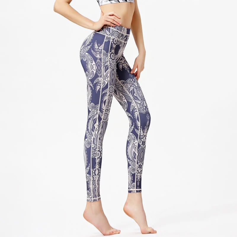 Pantalon de yoga taille haute Olivenorma à imprimé fleurs et feuilles - XL - image 0