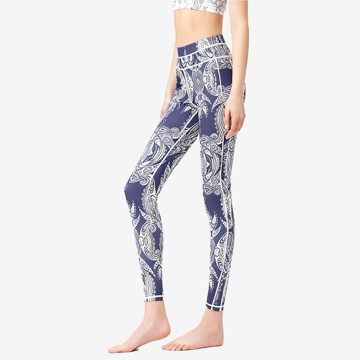 Pantalon de yoga taille haute Olivenorma à imprimé fleurs et feuilles - image 4